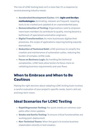 Low-Code/No-Code Testing Tools: Benefits & Limitations | PDF