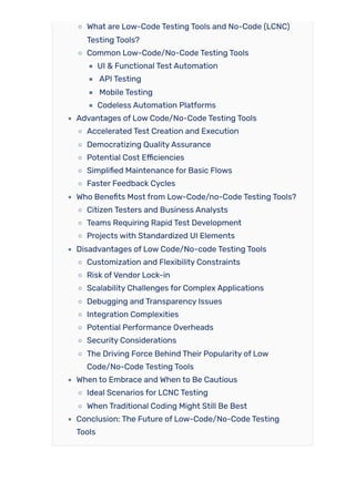 Low-Code/No-Code Testing Tools: Benefits & Limitations | PDF