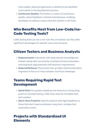 Low-Code/No-Code Testing Tools: Benefits & Limitations | PDF