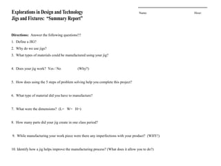Jigs and fixtures design brief | PPT