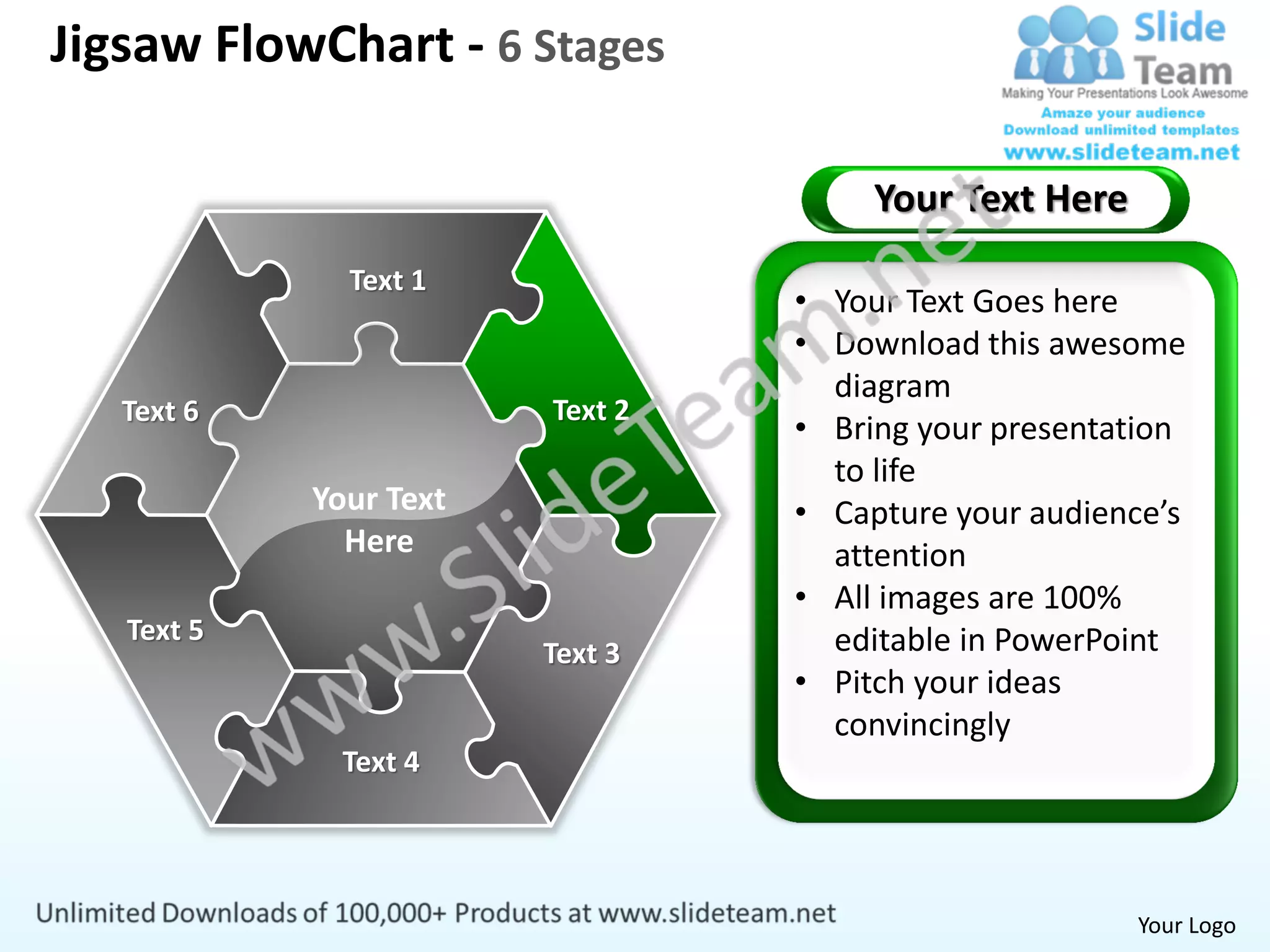 Jigsaw flowchart 6 stages powerpoint templates 0712 | PDF