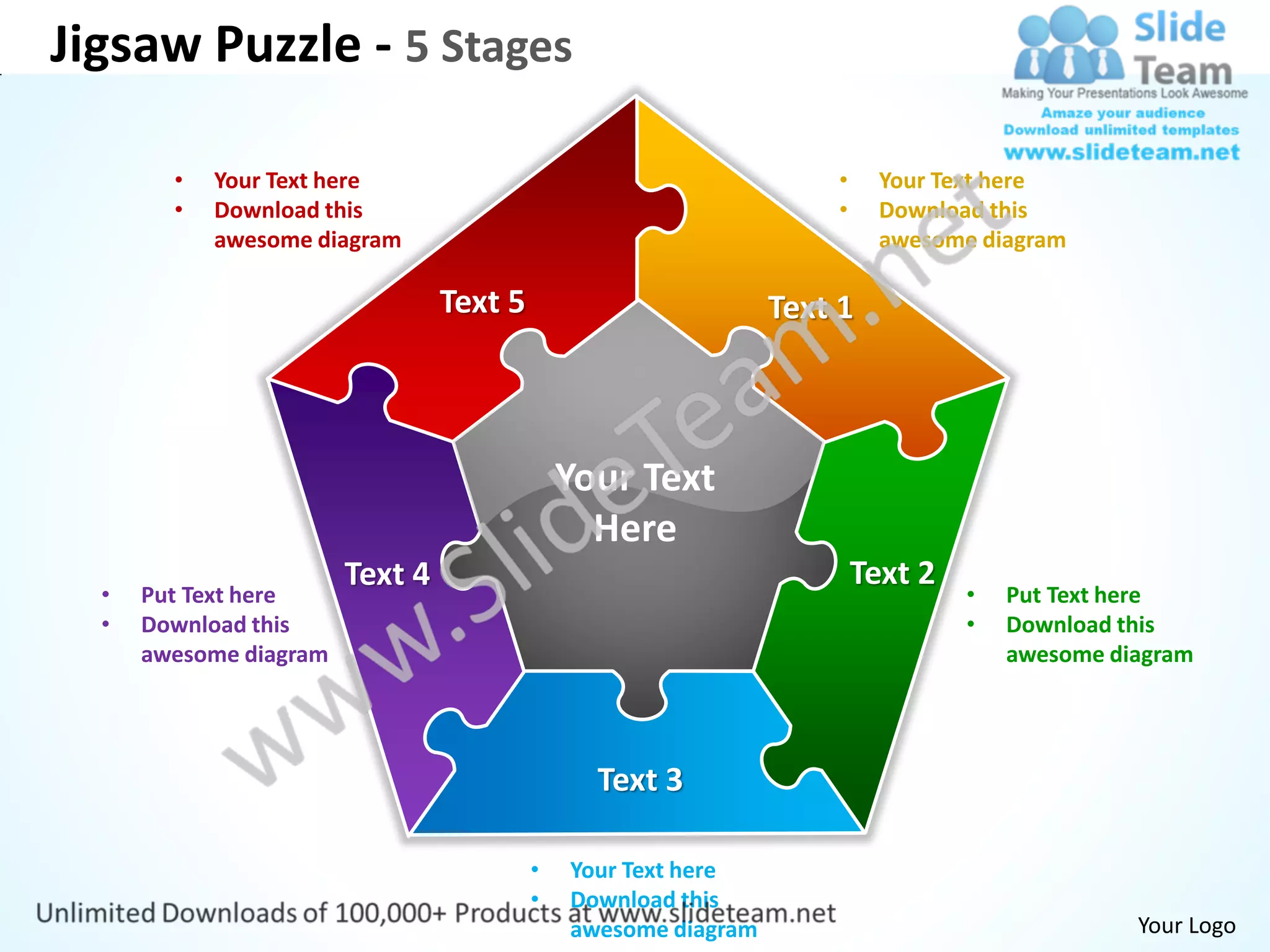 Jigsaw puzzle 5 stages powerpoint templates 0712 | PPT