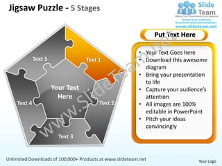 Jigsaw puzzle 5 stages powerpoint templates 0712 | PPT