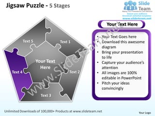 Jigsaw puzzle 5 stages powerpoint templates 0712 | PPT