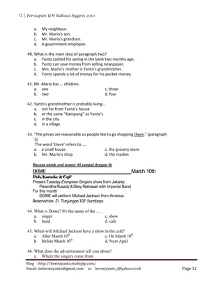 Pemantapan UN Bahasa Inggris 2009-2010 untuk SMP/Mts | PDF