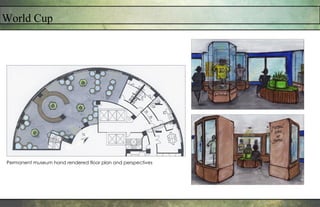 World Cup
Permanent museum hand rendered floor plan and perspectives
 