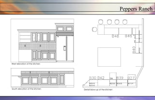 Peppers Ranch
West elevation of the kitchen
South elevation of the kitchen Detail blow-up of the kitchen
 