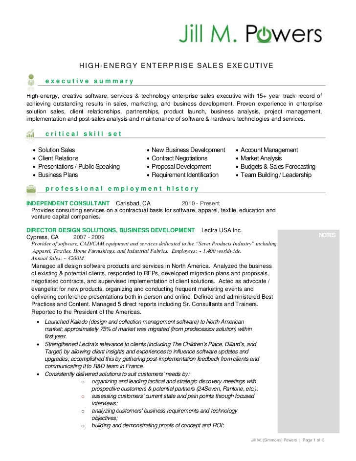 jill m powers resume enterprise sales resume
