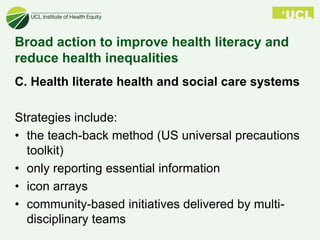 Improving Health Literacy to Reduce Health Inequalities | PPTX