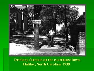 Drinking fountain on the courthouse lawn, Halifax, North Carolina. 1938.  