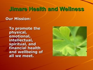 Jimare Health and Wellness ,[object Object],[object Object]