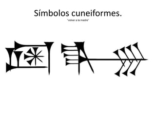 Símbolos cuneiformes.“volver a la madre”