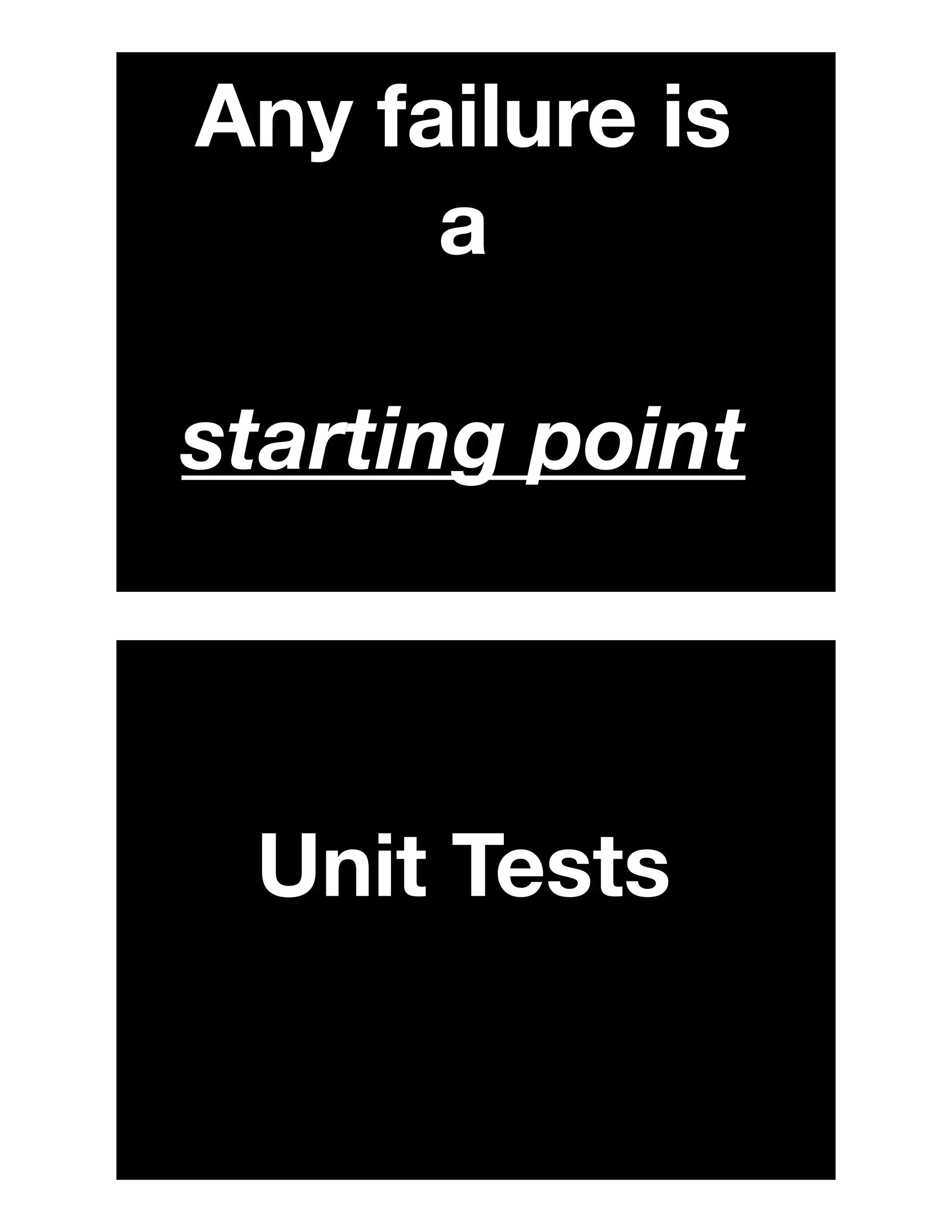 Any failure is
a
starting point
Unit Tests
 
