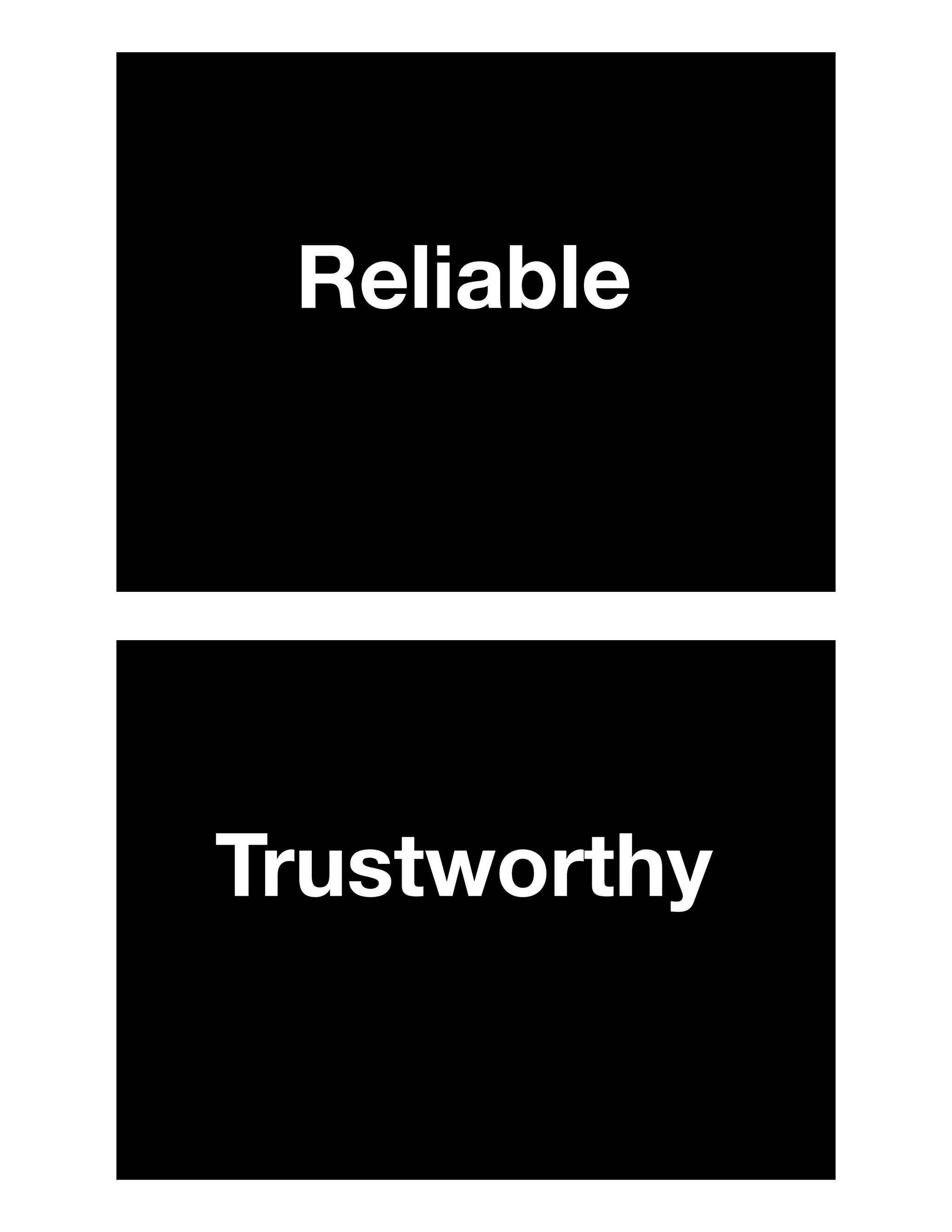 Reliable
Trustworthy
 