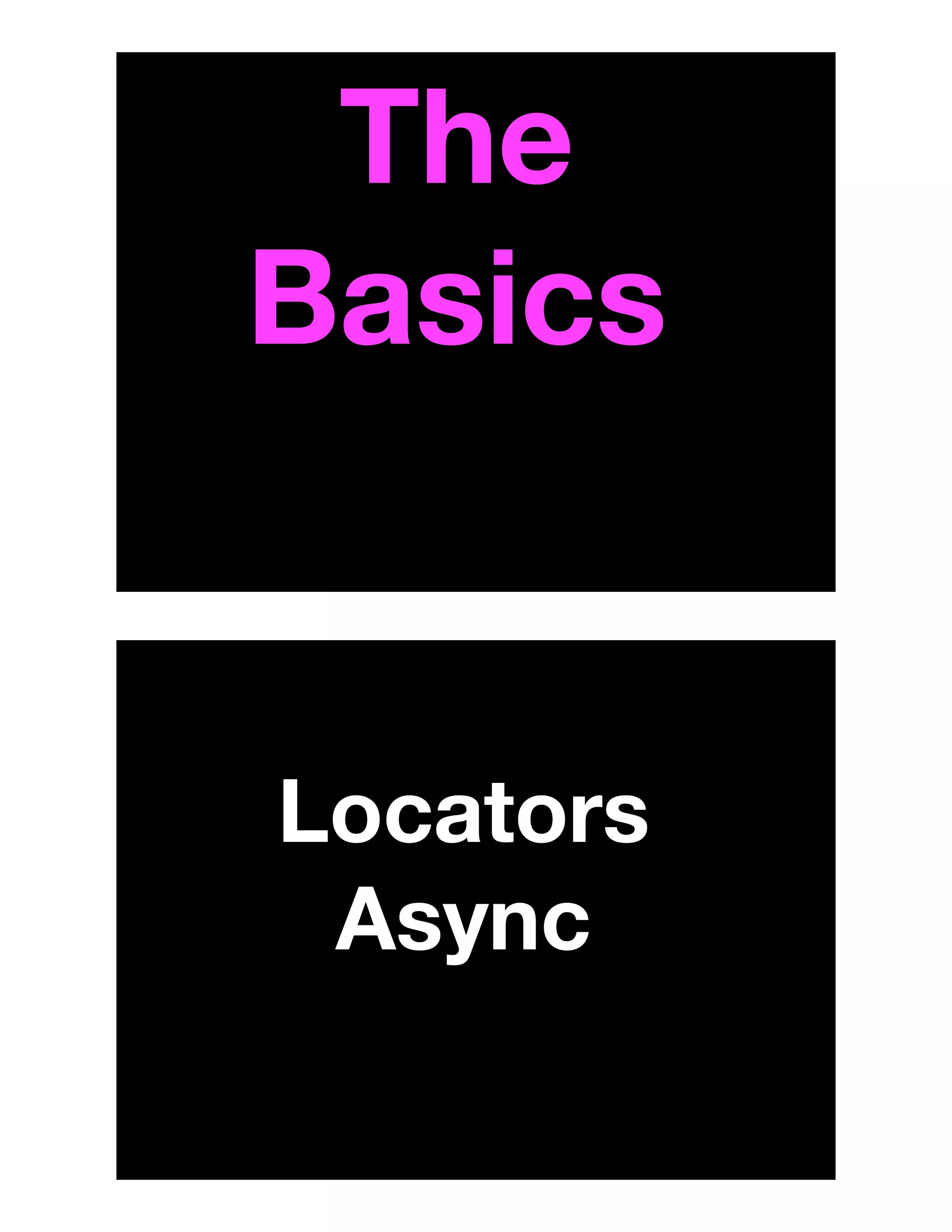 The
Basics
Locators
Async
 