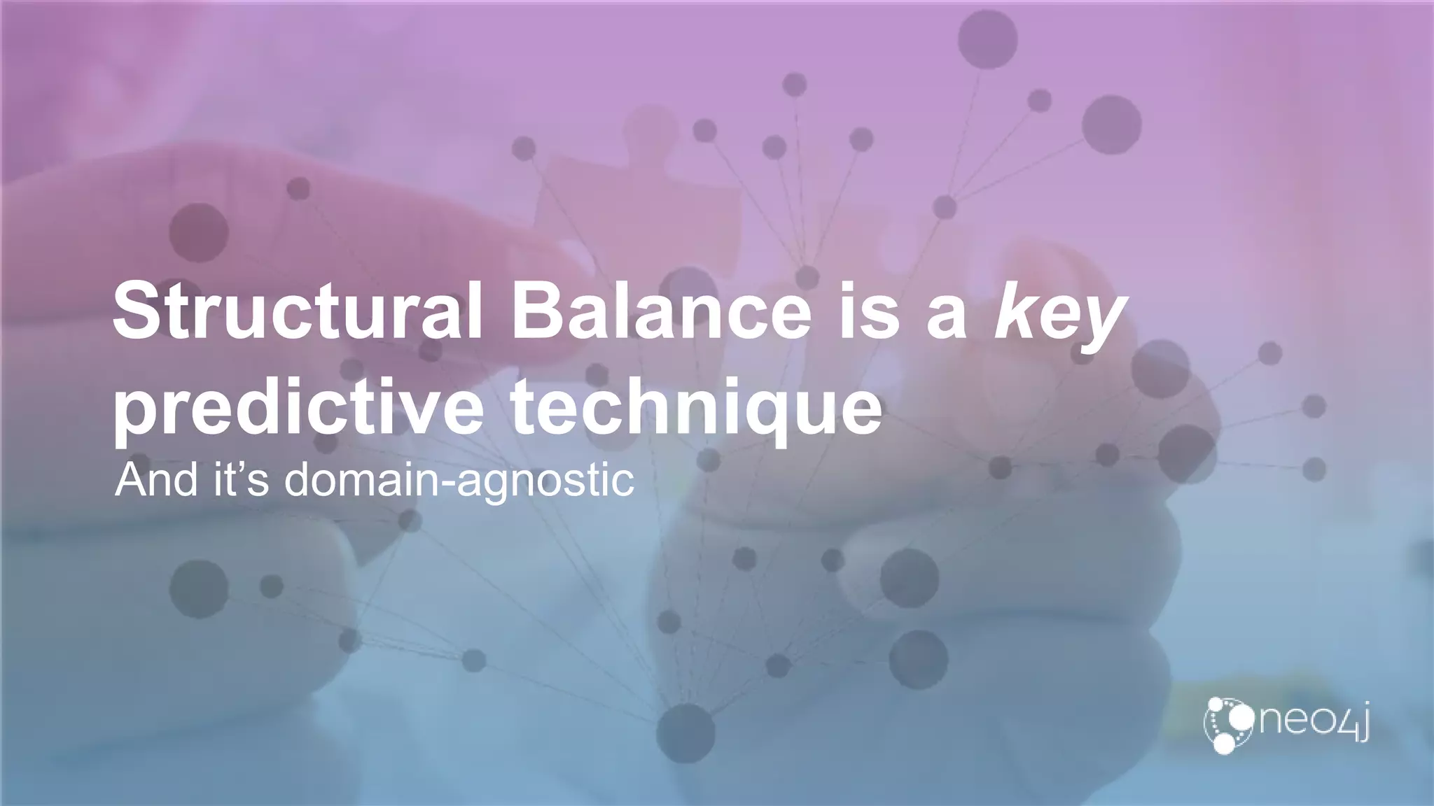 Structural Balance is a key
predictive technique
And it’s domain-agnostic
 