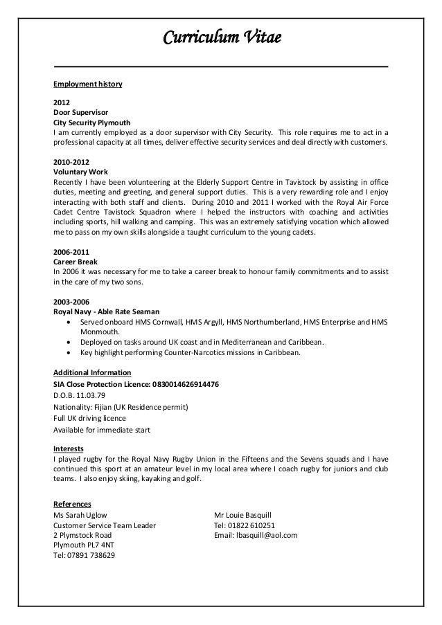 door supervisor cv