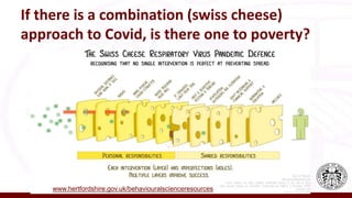 If there is a combination (swiss cheese)
approach to Covid, is there one to poverty?
www.hertfordshire.gov.uk/behaviouralscienceresources
 