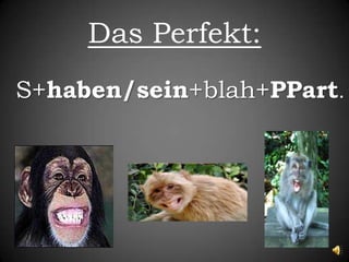 Das Perfekt:S+haben/sein+blah+PPart.