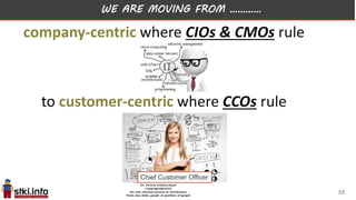 company-centric where CIOs & CMOs rule
to customer-centric where CCOs rule
WE ARE MOVING FROM …………
Chief Customer Officer
53
 