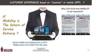 CUSTOMER EXPERIENCE based on “inaction” in mobile APPs ?
72
Why CIOs think that MOBILITY
is not important?
 
