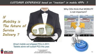 CUSTOMER EXPERIENCE based on “inaction” in mobile APPs ?
73
Why CIOs think that MOBILITY
is not important?
 