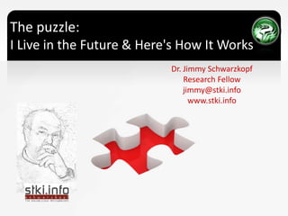 The puzzle: I Live in the Future & Here's How It Works  Dr. Jimmy Schwarzkopf Research Fellow  jimmy@stki.info www.stki.info 