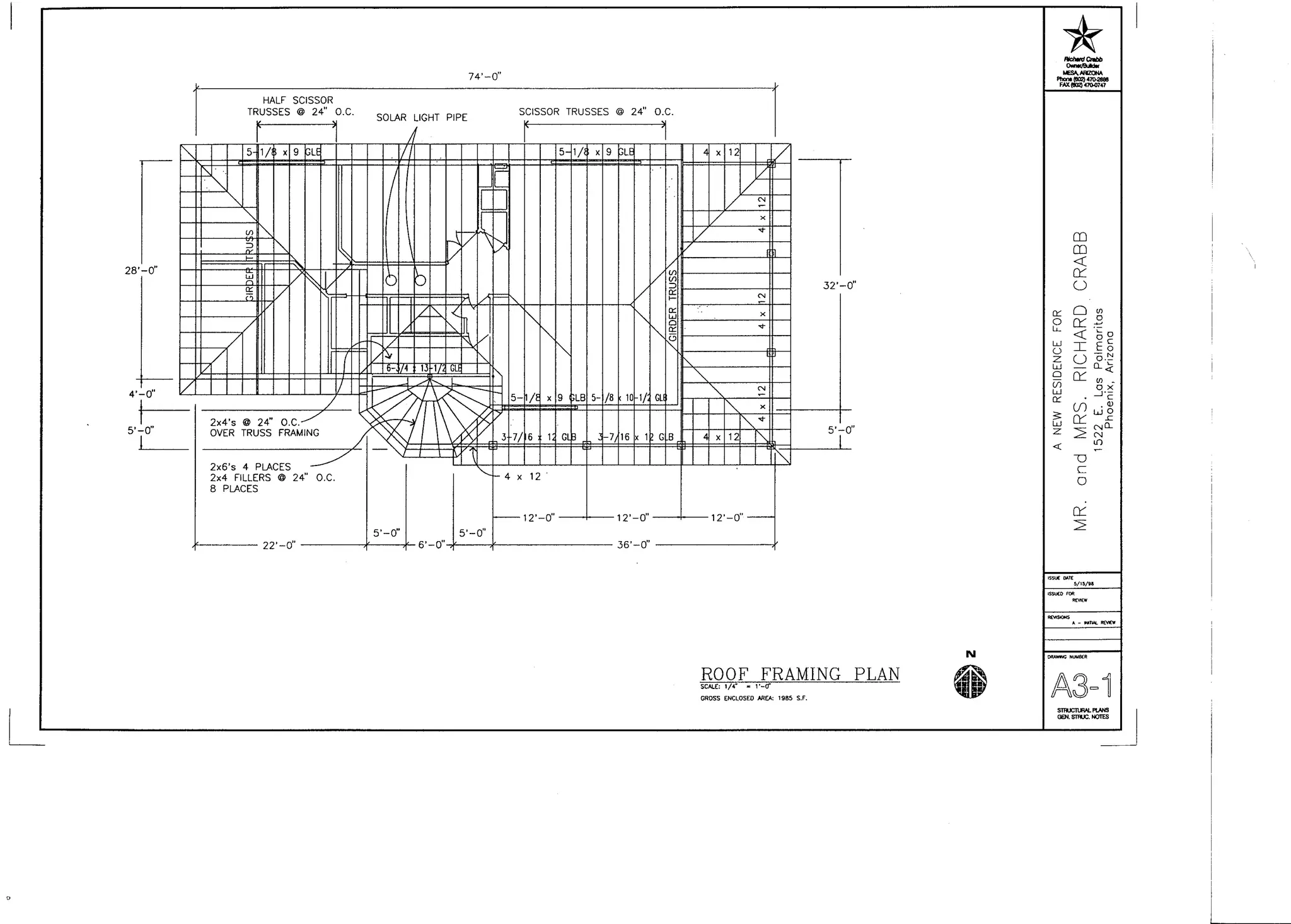 Autocad Architectural Drawings -
Private Residence - circa 1998
 