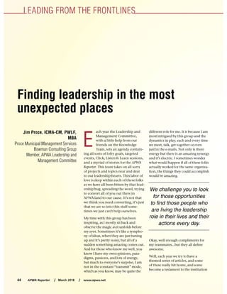 Jim Proce - Finding Leadership in the Most Unexpected Places - March 2018