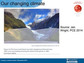 Living in a warmer world: 4 December 2014
Our changing climate
Source: Jan
Wright, PCE 2014
 