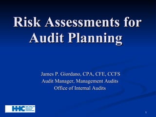 Risk Assessments for Audit Planning  ,[object Object],[object Object],[object Object]