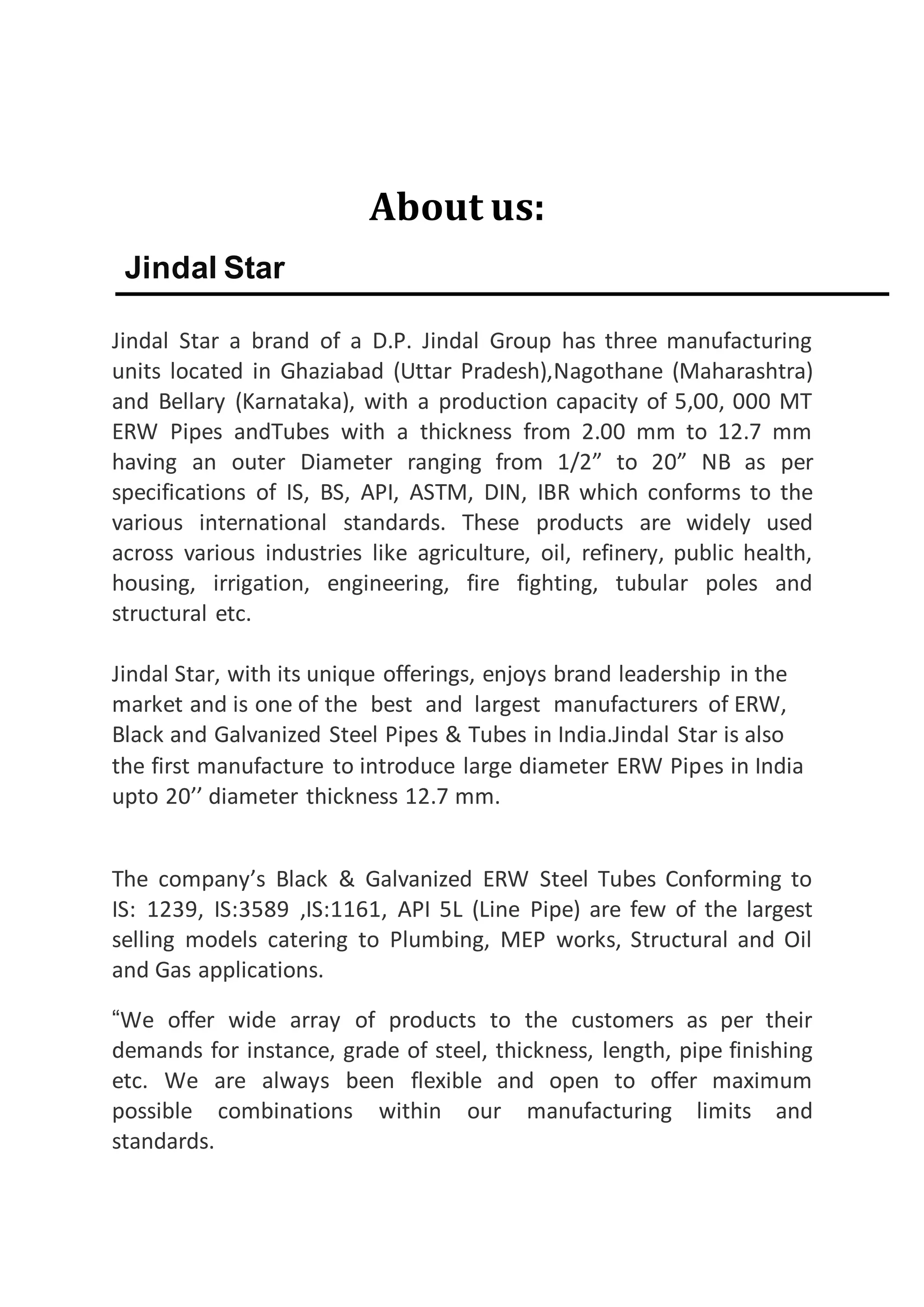 Jindal star Report and project | PDF