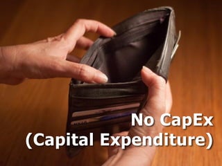 No CapEx
(Capital Expenditure)
 