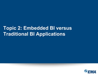 Topic 2: Embedded BI versus
Traditional BI Applications
 
