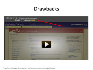 Drawbacks Image from my library at Screencast.com, http://www.screencast.com/users/goulddleebaw/ 