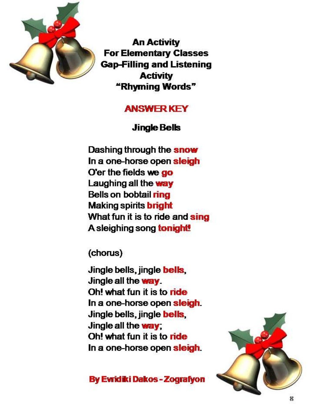 The Little Book of “Jingle Bells” with Activities on Rhyming Words by…