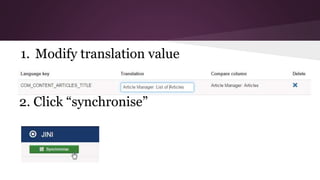1. Modify translation value
2. Click “synchronise”
 
