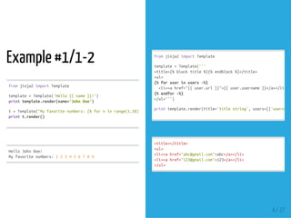 Python Templating Engine - Intro to Jinja | PPT