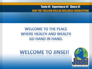 Welcome to the place where health and wealth go hand in hand. Welcome to Jinsei! 