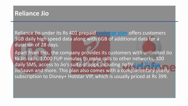 Jio vs Airtel Vs Vi Recharge Plans and Offers Comparison | PPTX