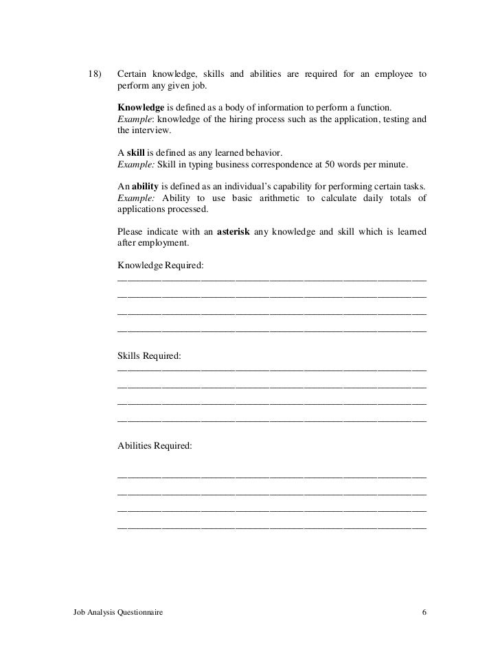 job analysis questionnaire