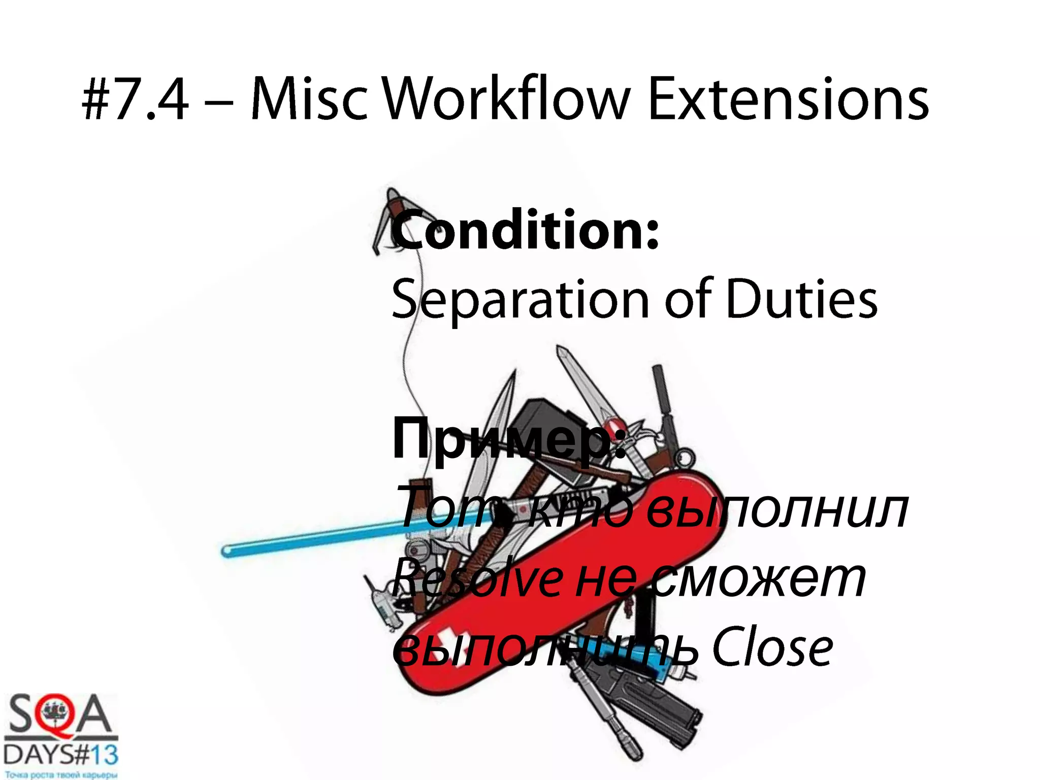 Пример
Тот кто выполнил
не сможет
выполнить