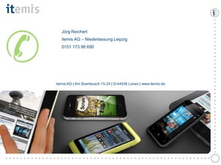 Jörg Reichert

itemis AG – Niederlassung Leipzig
0151 173 96 690

●
●
●
●
●
●
●
●
●
●
●
●
●
●
●
●
●
●
●
●
●
●
●
●
●
●
●
●
●
●
●
●
●
●
●
●
●
●
●
●
●
●
●
●
●
●
●
●
●
●
●
●
●
●
●
●

itemis AG | Am Brambusch 15-24 | D-44536 Lünen | www.itemis.de

© itemis AG

●
●
●
●
●
●
●
●
●
●
●
●
●
●
●
●
●
●
●
●
●
●
●
●
●
●
●
●
●
●
●
●
●
●
●
●
●

 