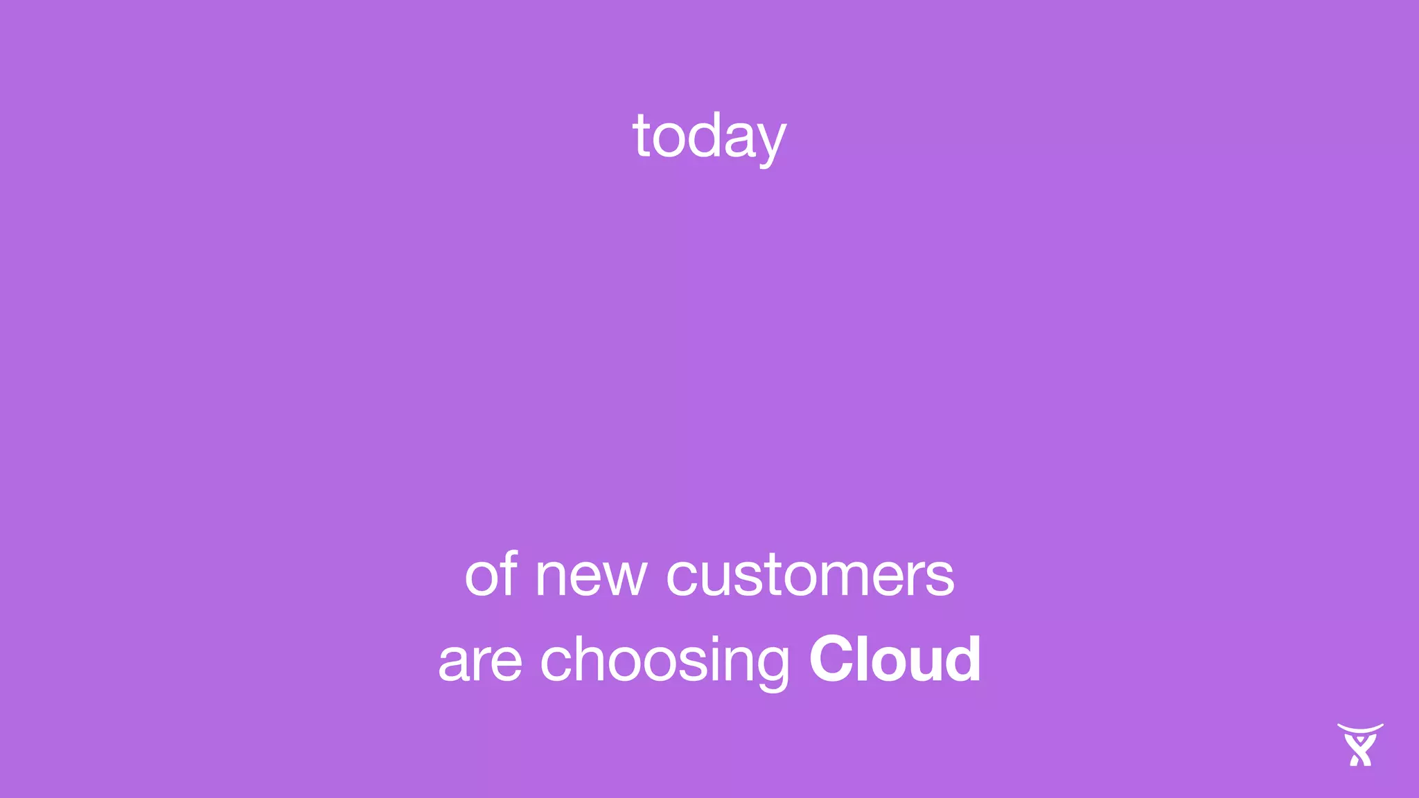 today 
of new customers 
are choosing Cloud 
 