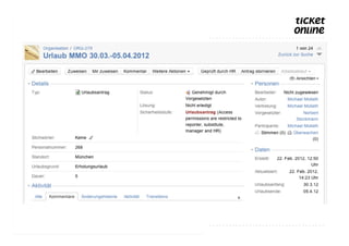 Wie sieht es in JIRA aus?




© Copyright 2012 ● Ticket Online Software GmbH ● Titel der Präsentation im Folienmaster ändern!
 