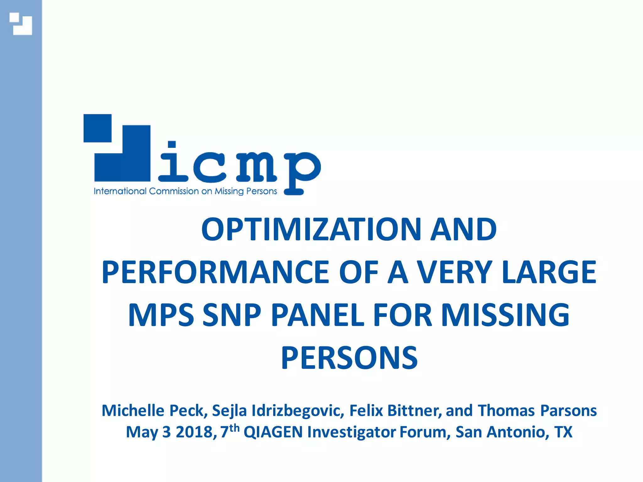 Icmp Mps Snp Panel For Missing Persons Michelle Peck Et Al Pdf
