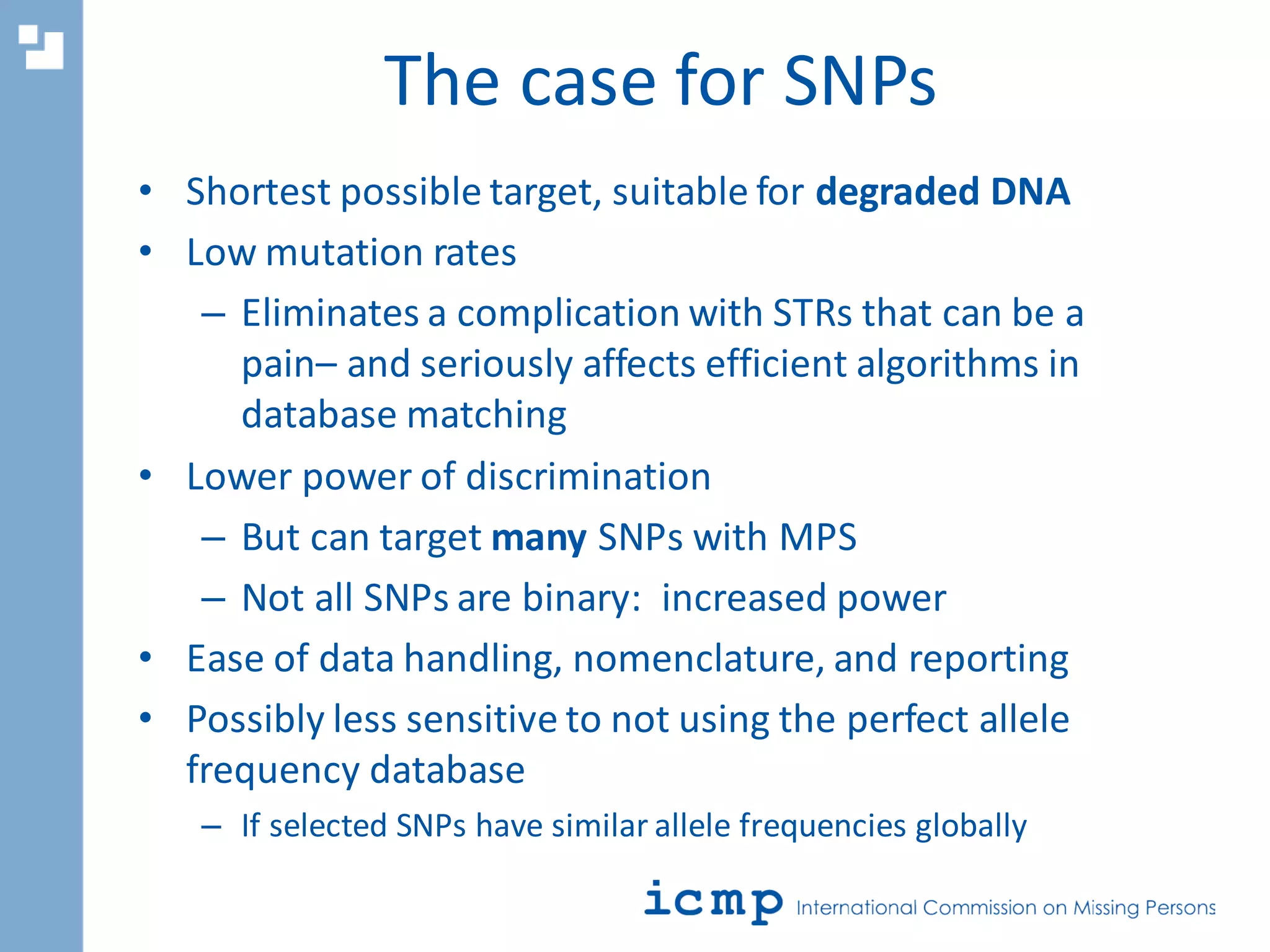 Icmp Mps Snp Panel For Missing Persons Michelle Peck Et Al Pdf