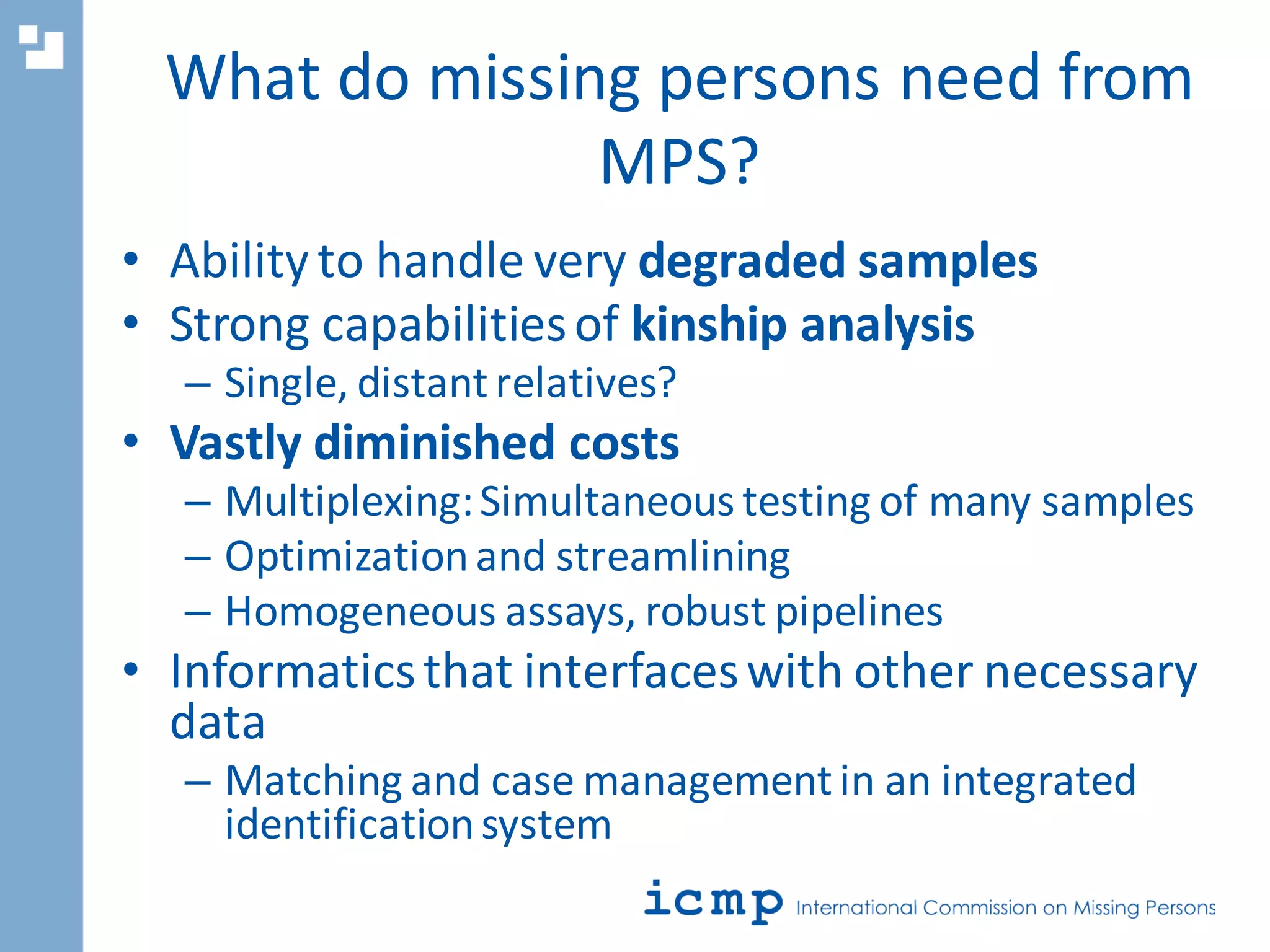Icmp Mps Snp Panel For Missing Persons Michelle Peck Et Al Pdf