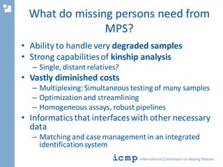 ICMP MPS SNP Panel for Missing Persons - Michelle Peck et al. | PDF
