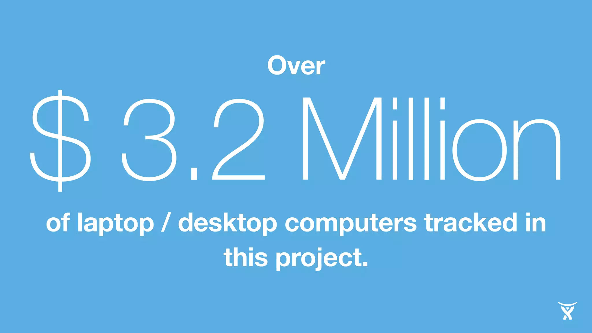 Over $ 3.2 Million 
of laptop / desktop computers tracked in 
this project. 
 